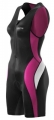 Zobrazit detail zboží: Skins TRI 400 Womens Black/Orchid Skinsuit w Front Zip (Triatlonové funkční prádlo dámské)